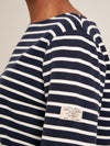 New Harbour Navy Blue Stripe Relaxed Fit Boat Neck Breton Top