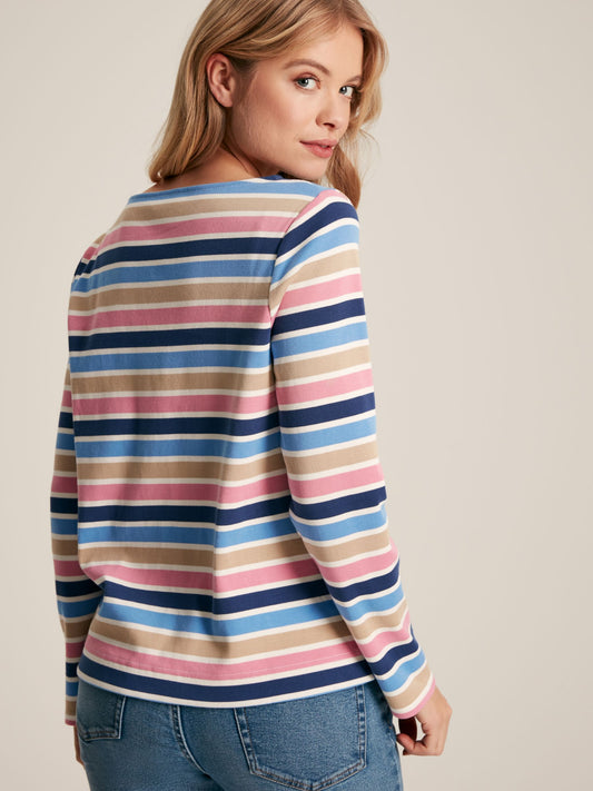 New Harbour Multi Stripe Relaxed Fit Boat Neck Breton Top