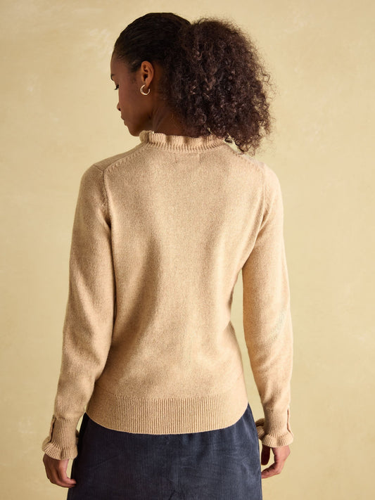 Edith Oat Frill Neck Jumper