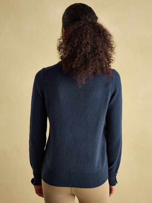 Edith Navy Frill Neck Jumper