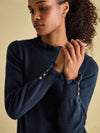 Edith Navy Frill Neck Jumper