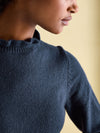 Edith Navy Frill Neck Jumper