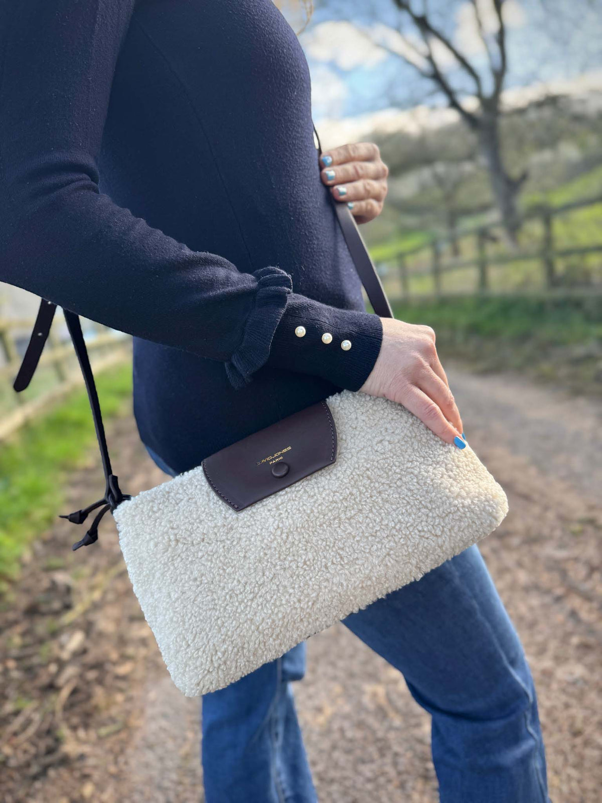 David Jones Faux Fur Tab Over Shoulder - Almond Milk