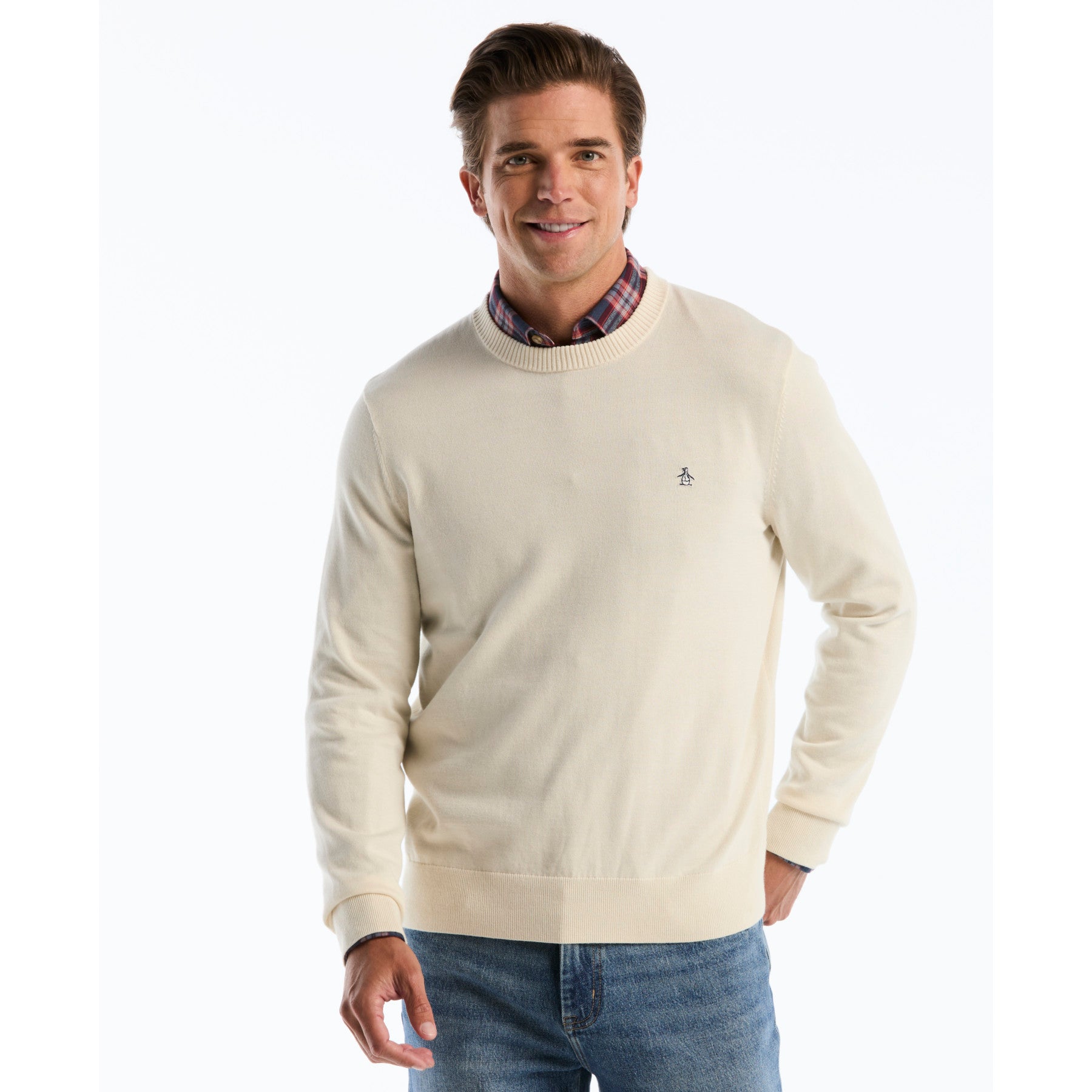 Cotton Crew Neck Sweater In Birch