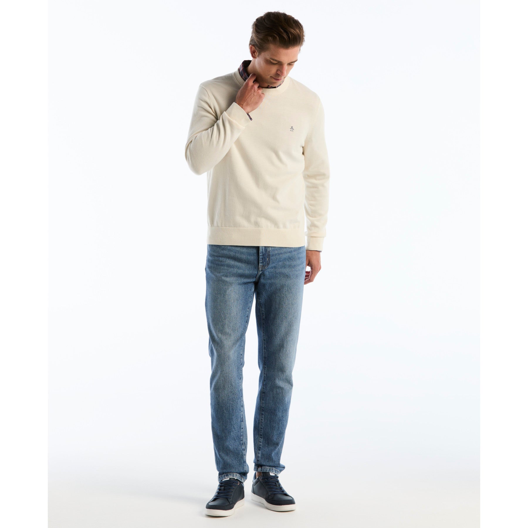 Cotton Crew Neck Sweater In Birch