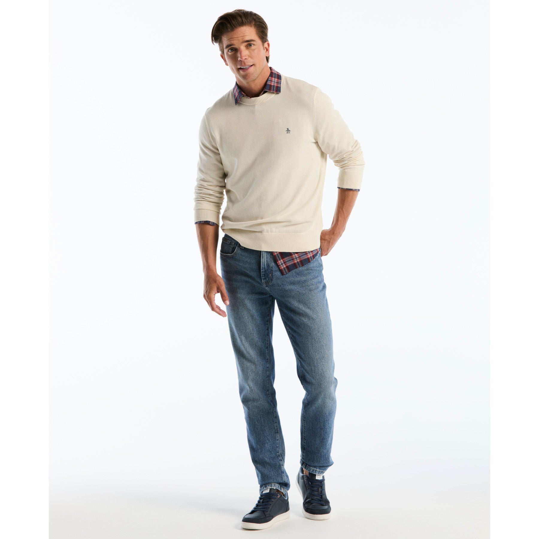 Cotton Crew Neck Sweater In Birch