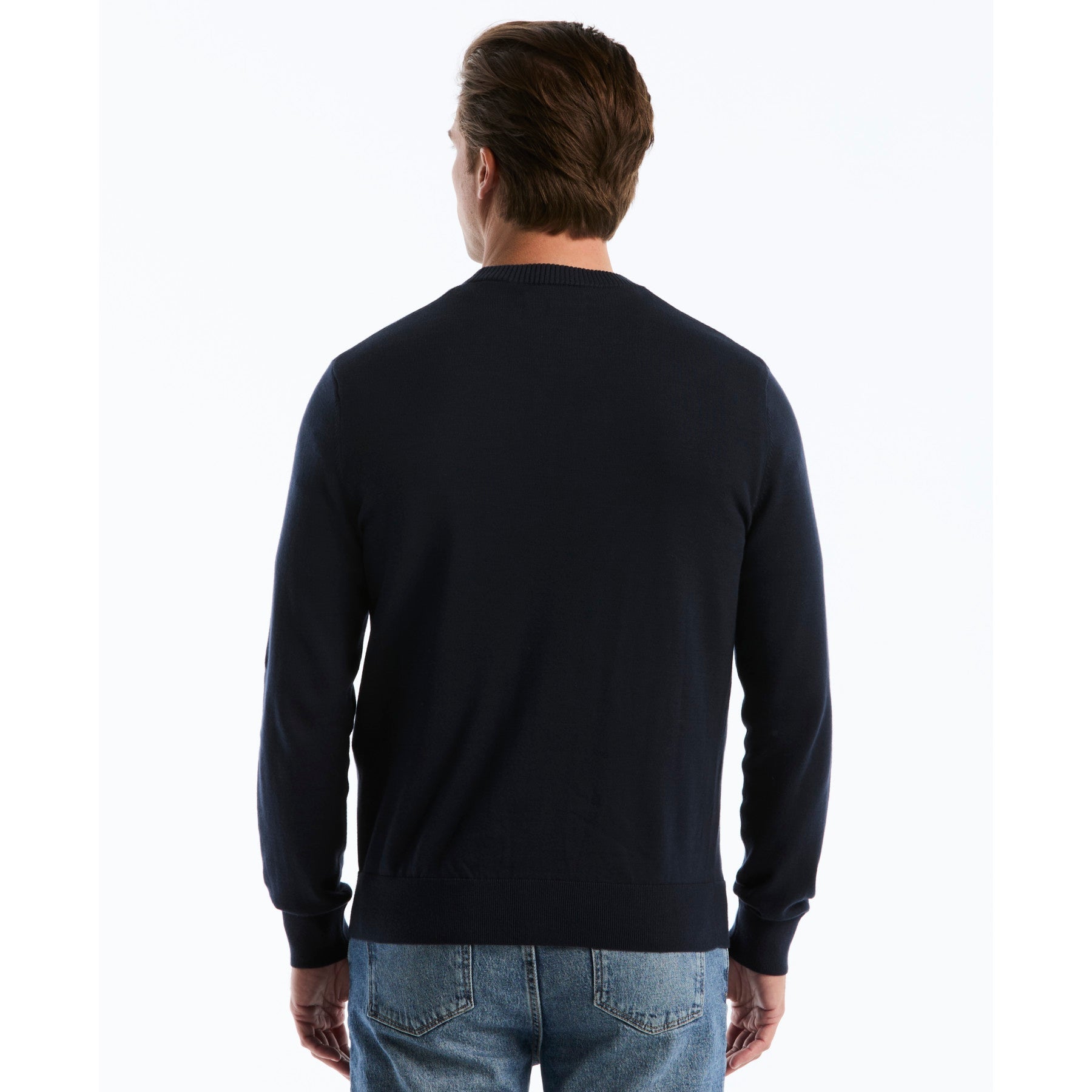 Cotton Crew Neck Sweater In Dark Sapphire