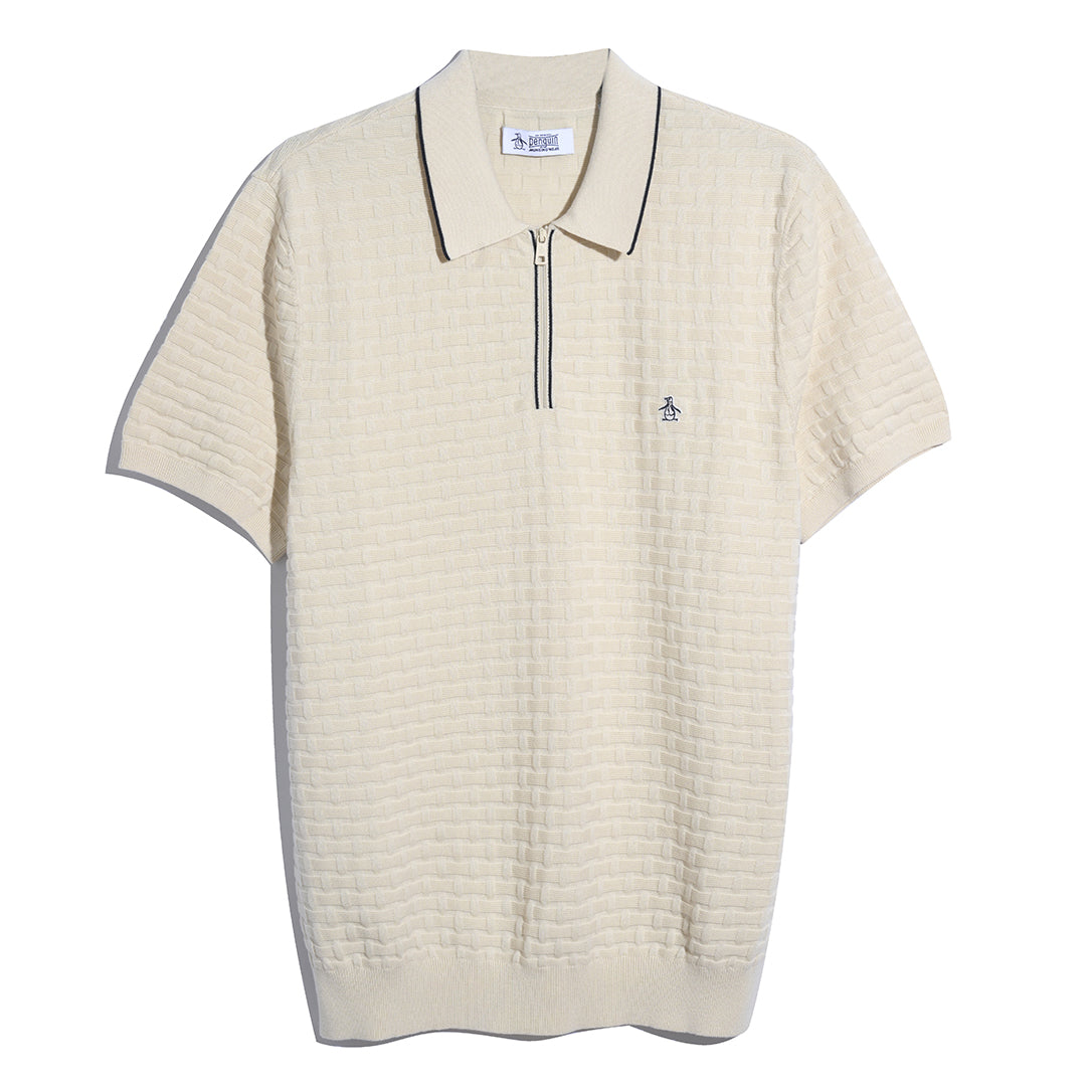 Links Stitch Quarter Zip Sweater Polo In Birch