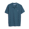 Jacquard Johnny Collar Sweater Polo Shirt In Copen Blue