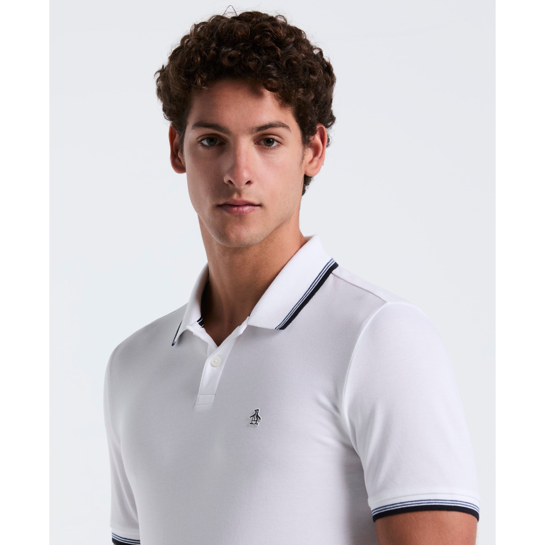 Tipped Pique Polo Shirt In Bright White