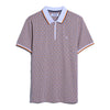 Tipped Jacquard Geo Short Sleeve Polo Shirt In Orange Peel