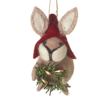 FESTIVE WOOL RABBIT DEC