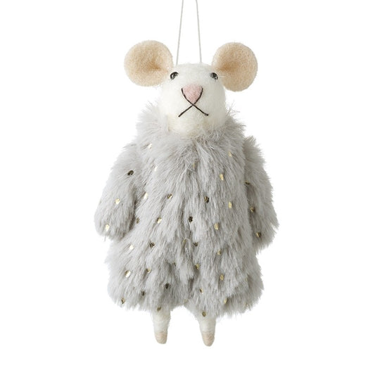 FELT MOUSE IN GREY FUR COAT