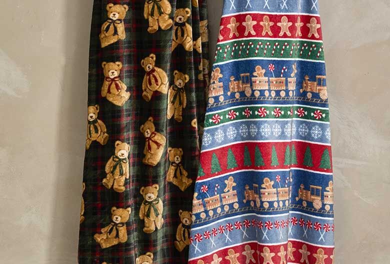 Printed throw teddy bear