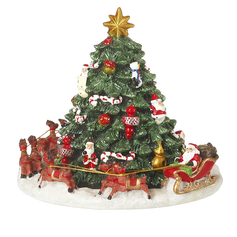 Music Revolving Santa Sleigh & Tree