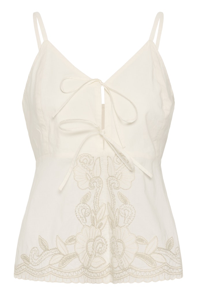 Part Two Bellisia Top - Whisper White with French Oak Embroidery
