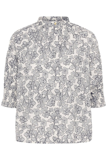 Part Two Almeras Shirt - Dark Navy Leaf Print