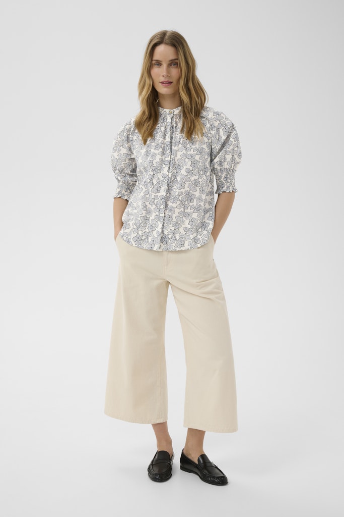 Part Two Almeras Shirt - Dark Navy Leaf Print
