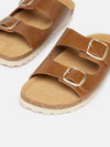 Celeste Tan Brown Double Strap Sandals