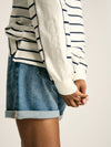 Southwold Navy Button Down Striped Sweatshirt