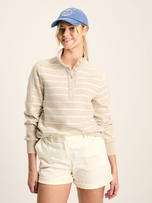 Southwold Oatmarl Button Down Striped Sweatshirt