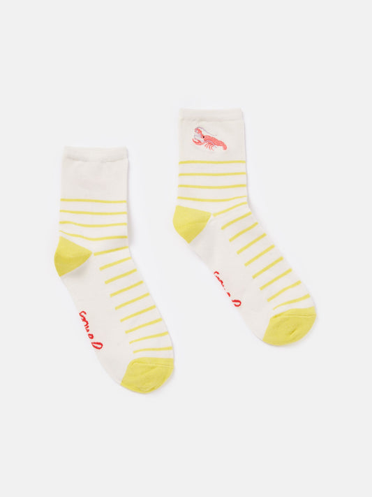 Embroidered Yellow/White Ankle Socks