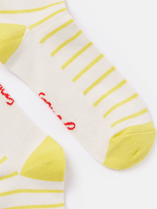 Embroidered Yellow/White Ankle Socks