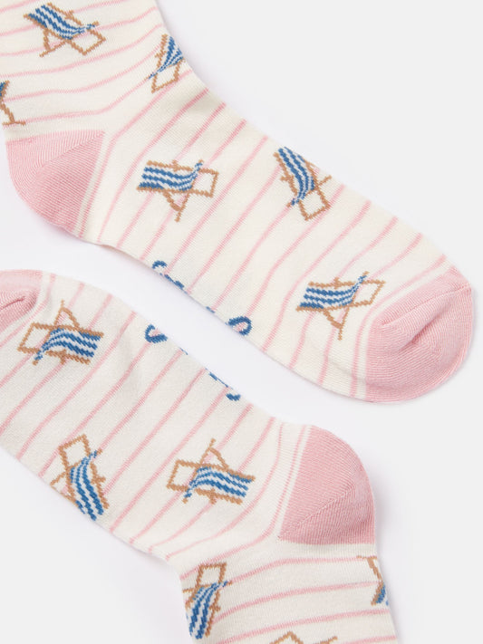 Pink/White Excellent Everyday Single Ankle Socks