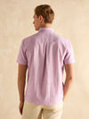 Linen Blend Violet Purple Short Sleeve Shirt