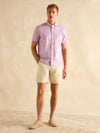 Linen Blend Violet Purple Short Sleeve Shirt