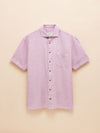 Linen Blend Violet Purple Short Sleeve Shirt