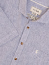 Linen Blend Blue Stripe Short Sleeve Shirt