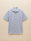 Linen Blend Blue Stripe Short Sleeve Shirt