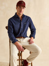 Linen Blend Navy Long Sleeve Shirt