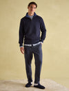 Alistair Navy Quarter Zip Cotton Sweatshirt