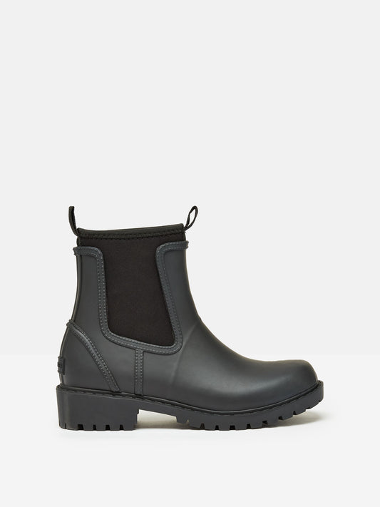 Oakfield Black Short Neoprene-Lined Wellies