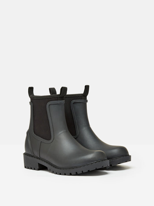 Oakfield Black Short Neoprene-Lined Wellies