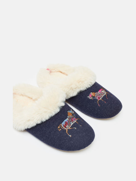 Slippet Luxe Navy Embroided Slippers