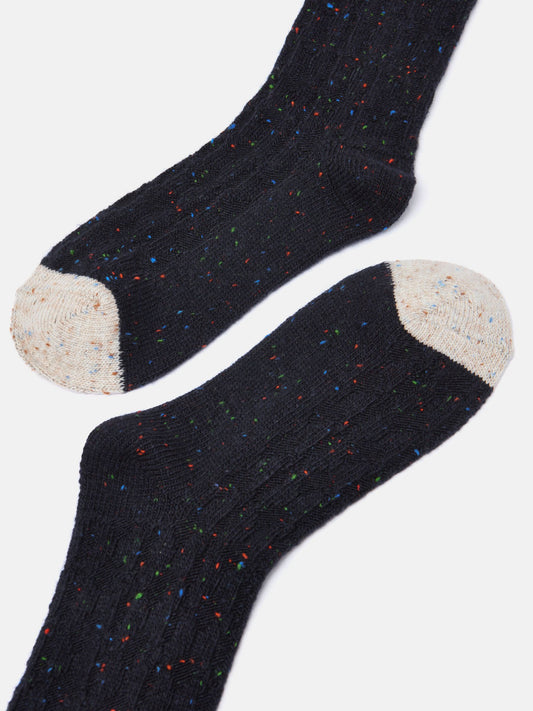 Rambler Navy Cable Knit Boot Socks