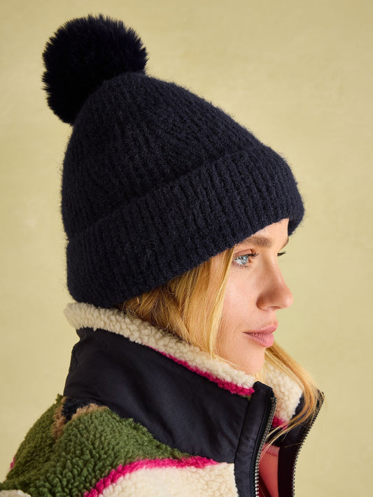 Effie Navy Knitted Bobble Hat