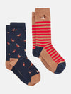 Kingsbury Tan/Navy Pack of Two Socks