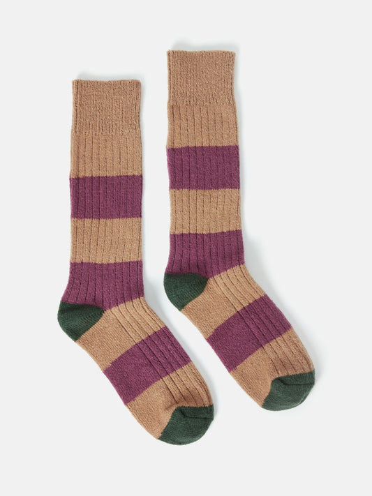 Gibson Tan Brown Striped Socks