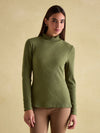 Amy Green Ribbed Long Sleeve High Neck Jersey Top