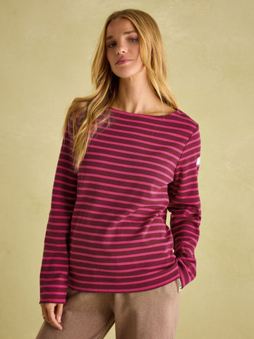 New Harbour Pink/Plum Boat Neck Breton Top