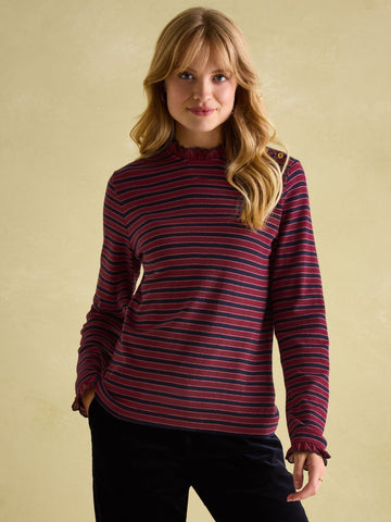 Grace Red stripe Long Sleeve Jersey Top