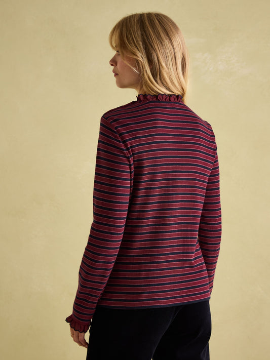 Grace Red stripe Long Sleeve Jersey Top