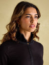 Kate Black Long Sleeve Frilled Neck Top