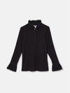 Kate Black Long Sleeve Frilled Neck Top