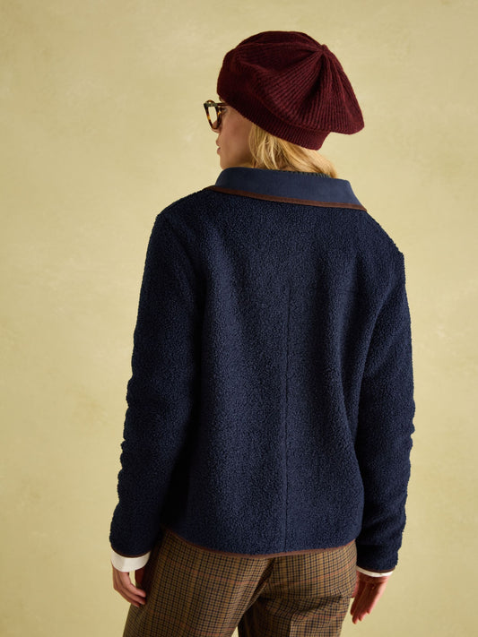 Sadie Navy Button Down Fleece Jacket