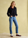 Renee Navy Blue Corduroy Sweatshirt